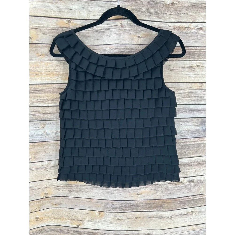 Women's Forever 21 Black Ruffle Sleeveless Cropped Top Blouse Size S - Picture 5 of 6